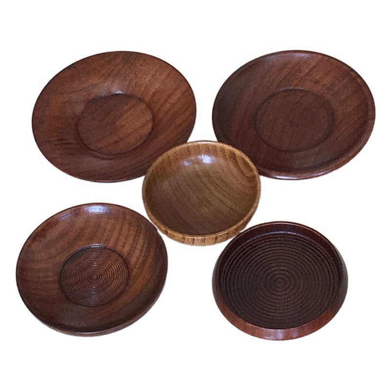 Directo de fábrica de madera plato pequeño titular de taza de café de madera maciza plato salsa redonda especificaciones completas en stock al por mayor