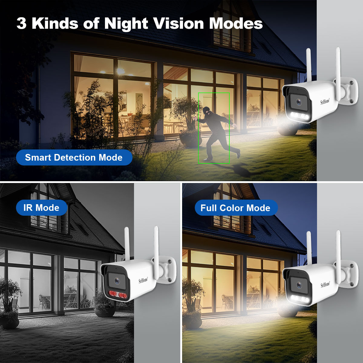 Srihome 5 megapiksel kablosuz izleme seti, 4 kanallı NVR, Wifi