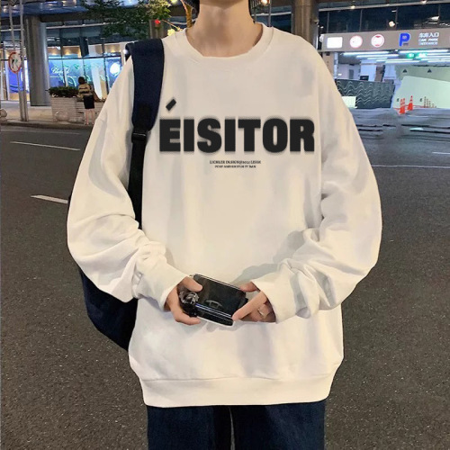 Men's Hongfeng Round Neck Sweatshirt Spring and Autumn Season Trend Brand Loose Jacket Versatile Stylish Couple Base Shirt Long Sleeve T-Shirt