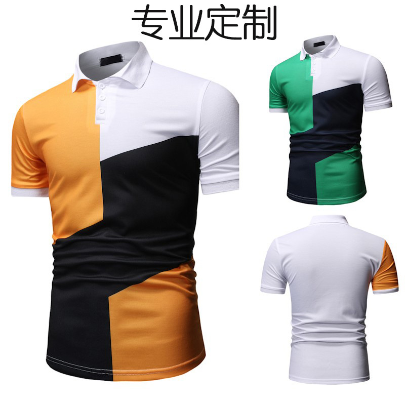 Factory Customized Cross-Border Summer Quick-Drying Spliced Lapel Golf Casual Polo Shirt Men's Thin Fit Short-Sleeved