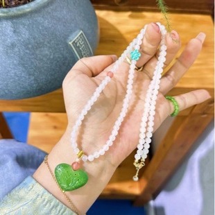 Jasper Apple Green Sachet Chain Romantic Sachet Match Hetian Jade Bead Chain Xinjiang Hetian Jade genuine goods