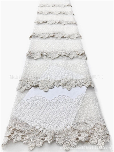 Nuevo estereoscópico 3D decalco manual cuentas tubo bordado tela de moda europea y americana vestido de boda vestido de cena tela