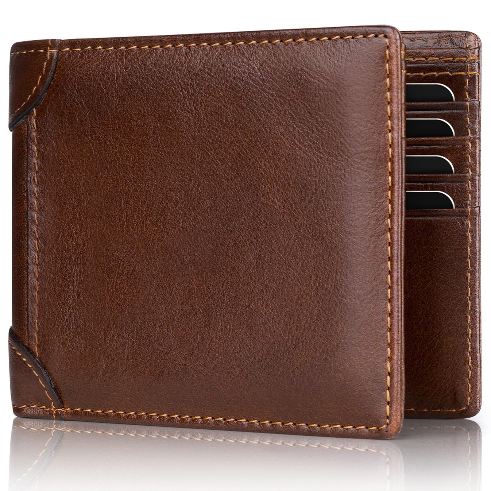 Cartera de fibra de carbono de los hombres bienes genuinos al por mayor de cuero de Caballo Loco de cuero antirrobo cepillo corto cartera primera capa de piel de vaca billetera