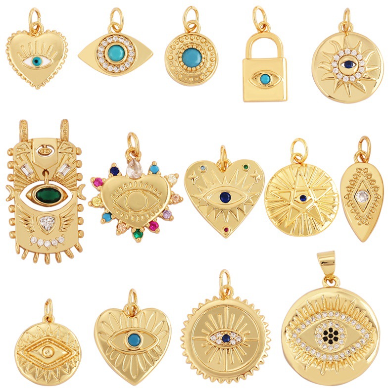 3g Weight Pendant Jewelry Making Type 13*19mm, 15*14mm, 16 * 16mm Jewelry Making Size December Birthstone Turquoise, Zircon Inlay Material DIY Jewelry Accessories Classification 1 Piece Quantity Copper Material Devil's Eye, Heart Shape Pattern Plating, Inlay Design Simple Style, IG Style Style 1 Piece 13*19mm 15*14mm 16 * 16mm Copper Turquoise Zircon Devil's Eye Heart Shape Pendant 4