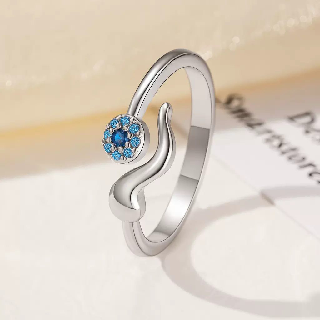 跨境热销爆款邪恶之眼戒指欧美风个性蓝色镶钻锆石指环手饰亚马逊