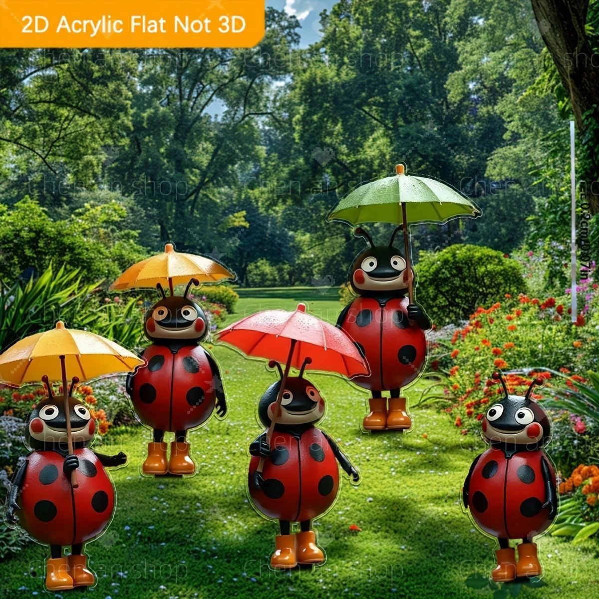 Amazon nuevo animal águila mariquita gato 2D plano acrílico jardín maceta decoración navideña image 4