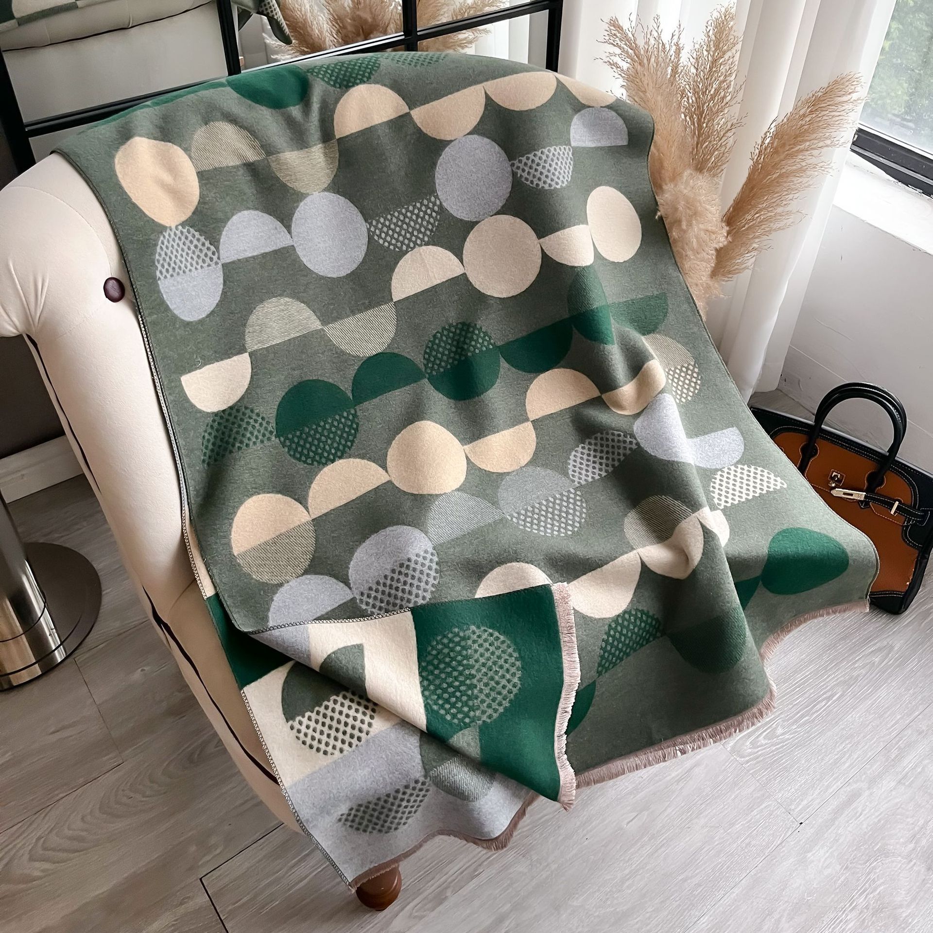 Nuevo invierno imitación de cachemira cálida jacquard bufandas de bordas mujeres de color de puntos multifuncional doble cara de doble uso buñuelo