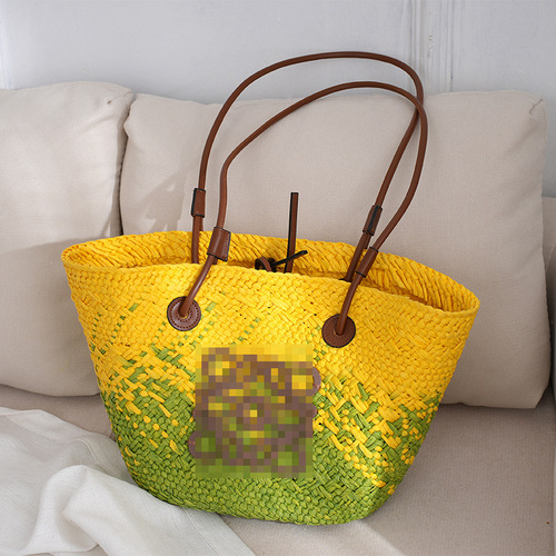 Luo Family Large Capacity Tote Woven Bag Fashionable Vine Woven Handbag Handmade Woven Travel Shopping Bag Manufacturer