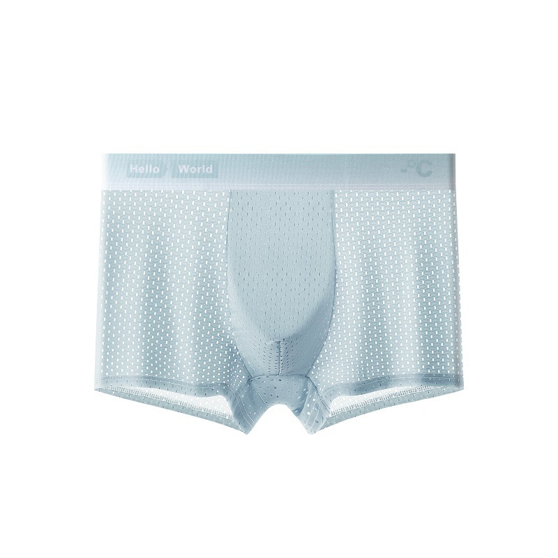 Ropa interior masculina de seda de hielo verano delgada malla de cintura media transpirable Boxer shorts para niños cabeza ropa interior juvenil antibacteriana