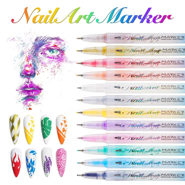 Creative Nail Art Liner Pen for Drawing Lines, Non-Fading Quick-Dry Acrylic Marker Pen for Nails, Wholesale
