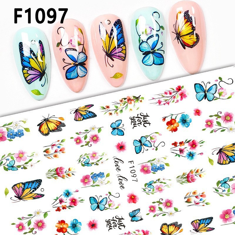 Nuevos productos de primavera de color mariposa pegatinas de manicuras de comercio electrónico transfronterizo pegatinas de manicuras mariposa WG1300-1311