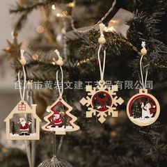 亚马逊新品木制圣诞工艺品挂件 圣诞老人迷路圣诞树装饰挂件