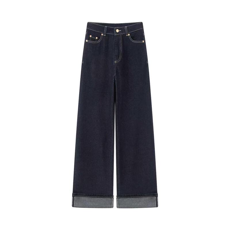 Treasure item! M*x3100+! 2026 early autumn new cotton high-waisted straight-leg cuffed denim jeans for women Treasure item! M*x3100+! 2026 early autumn new cotton high-waisted straight-leg cuffed denim jeans for women