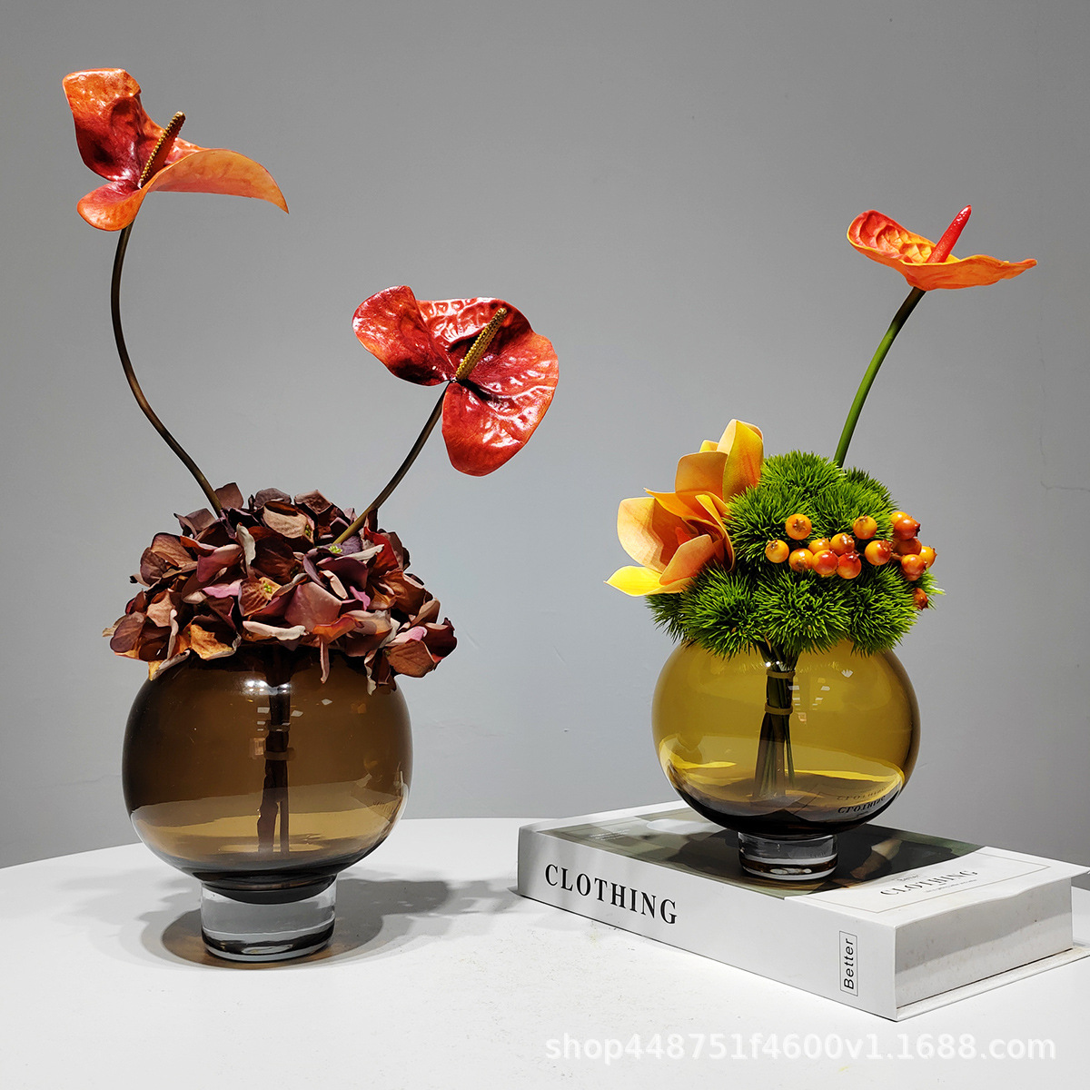 현대 가벼운 고급 식물 재배 녹색 심기 유리 꽃 배치 거실 식탁 판매 사무실 협상 데스크탑 부드러운 장식