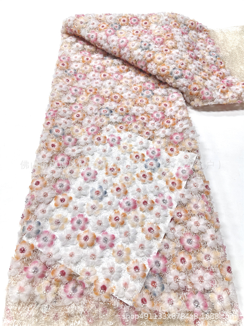 Fabricante nuevo 3D pequeña tela de flores y cuentas ins red con un vestido fresco pequeño vestido de tela de moda
