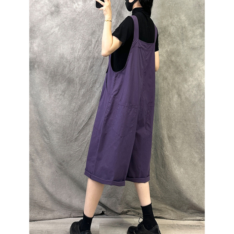 2024 Summer Elegant Commuting Style Denim Slim Fit Three-Quarter Jumpsuit Women's Fashion