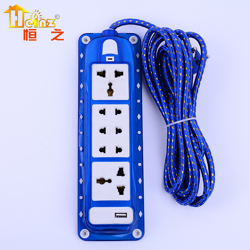 EXTESION包胶插排089 带脚 带板 可锁锣丝拖线板插座usb拖线板