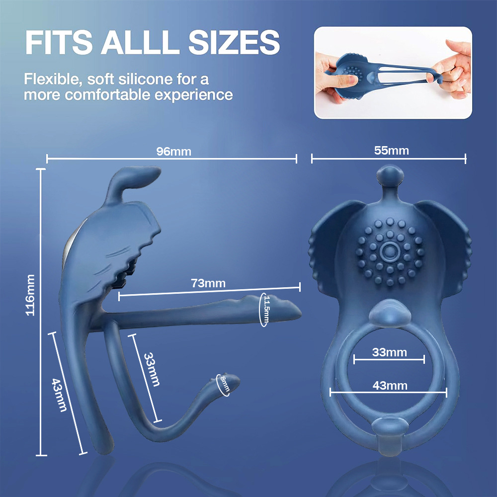 7外贸天鹅锁精环多频震动双马达无线遥控前列腺按摩器成人情趣用