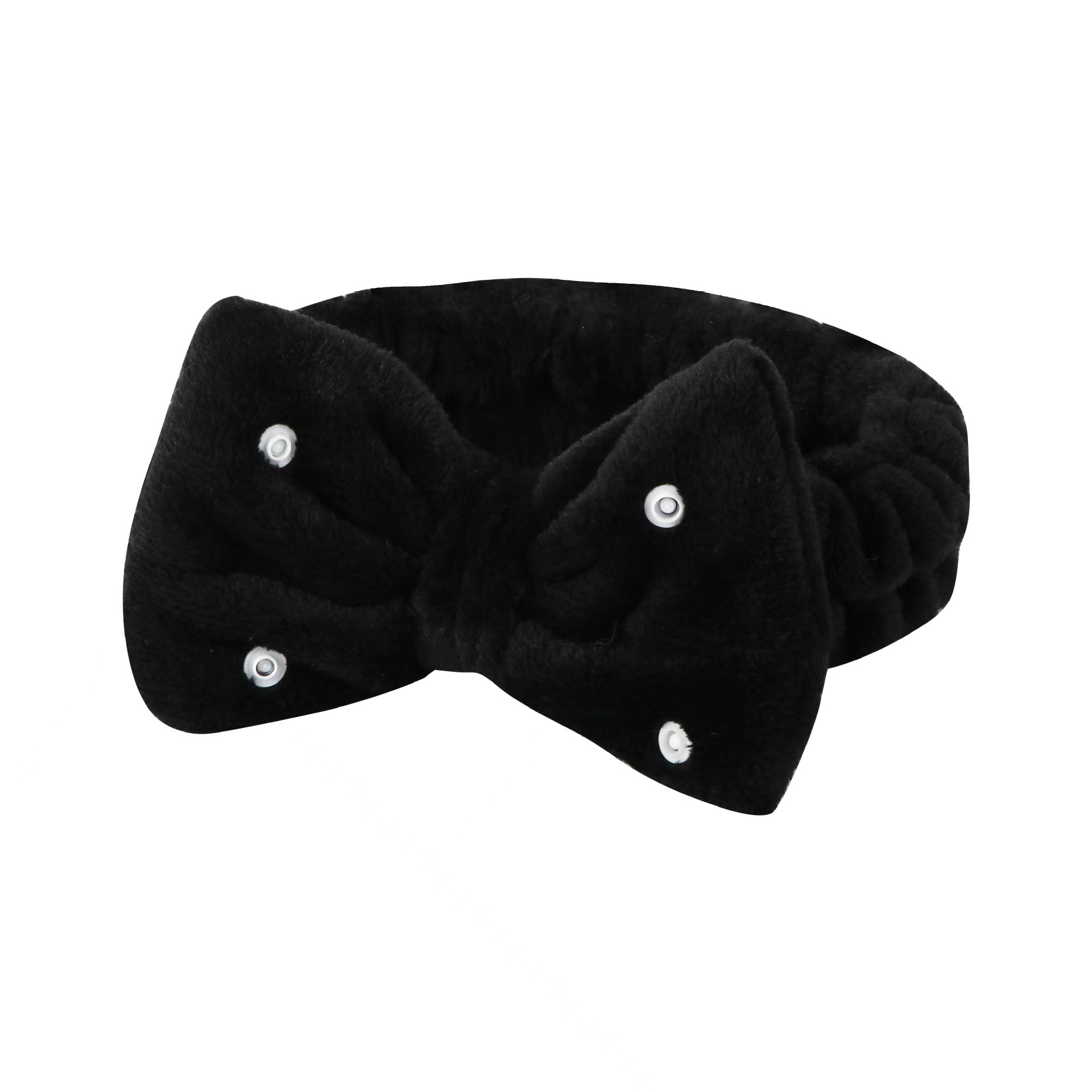 Nueva banda de pelo de estilo coreano para niñas lavado facial removedor de maquillaje multifuncional botón a presión pajarita pelo Color sólido