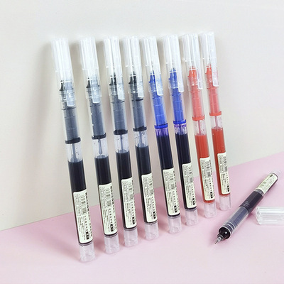 黑红蓝直液走珠笔 大容量水性液体速干中性笔学生办公签字笔批发