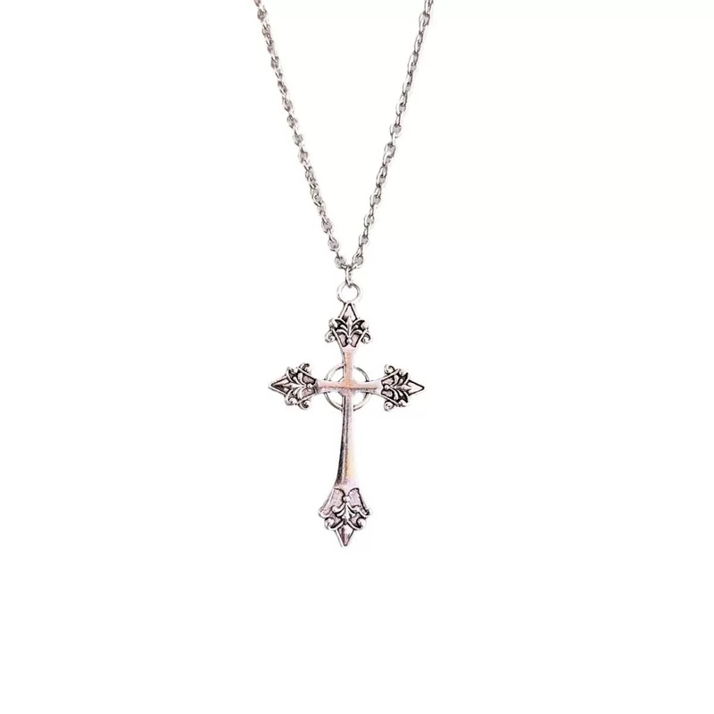 韓国ニッチデザイン bm 同じスタイルのクロスネックレス女性のロングネックレスパンクレトロ y2k 鎖骨チェーンアクセサリー|undefined