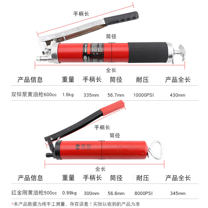 红金刚双锌泵高压手动黄油枪汽修注油工具挖掘机工程机械维护工具