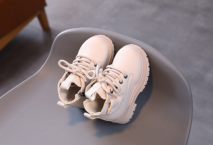 Botas curtas britânicas para meninos e meninas, primavera 2024, sapatos antiderrapantes com sola macia para bebês_voghion.com