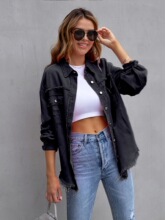 Y 33441 American Style Solid Color Denim Jacket ��ʽ��ɫţ��