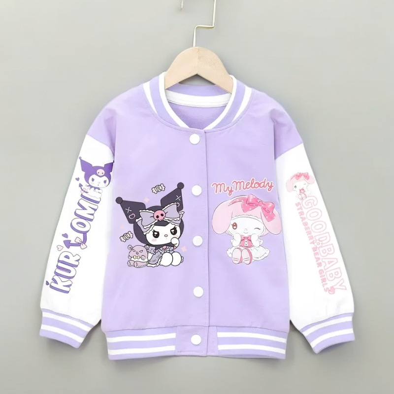 Girls' Baseball Suit Spring and Autumn Western Style Large Children's Coat Little Girls Children's Cartoon Jacket Coat Spring and Autumn