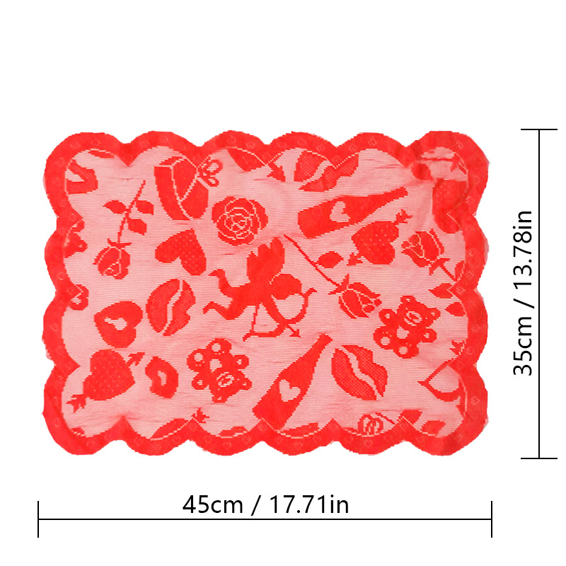 Nuevo amor Día de San Valentín tela de mesa rectangular table bandera de encaje conjunto de almohadillas rojo estilo europeo y americano decoración de la fiesta