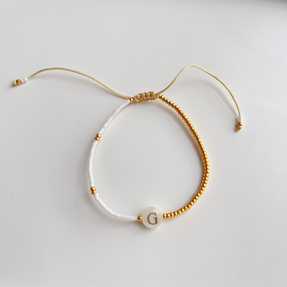 Kkbead nicho estilo francés Toho color retención cuentas de oro pequeña pulsera ajustable Shell carta muñeca joyería femenina