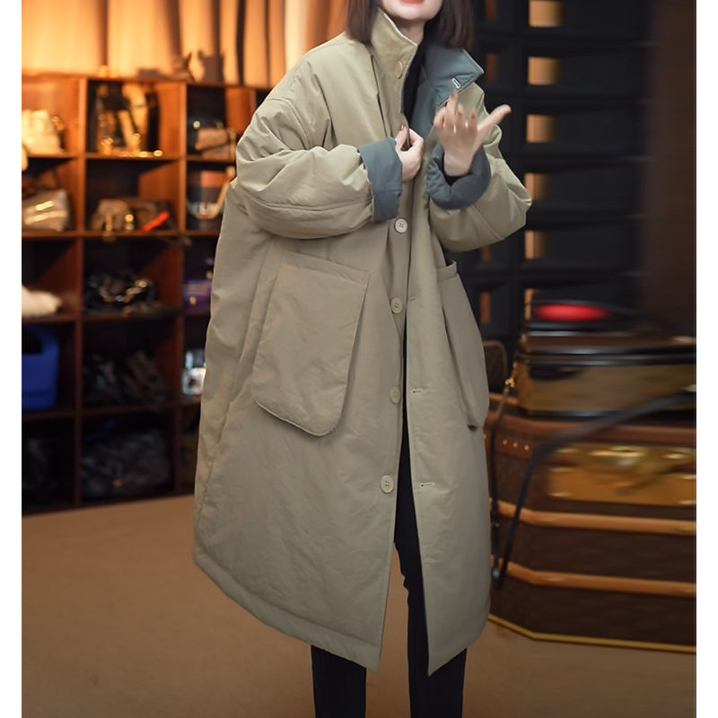 加肥加大休闲棉服外套女冬季中长款大码胖妈妈宽松显瘦时尚棉袄子