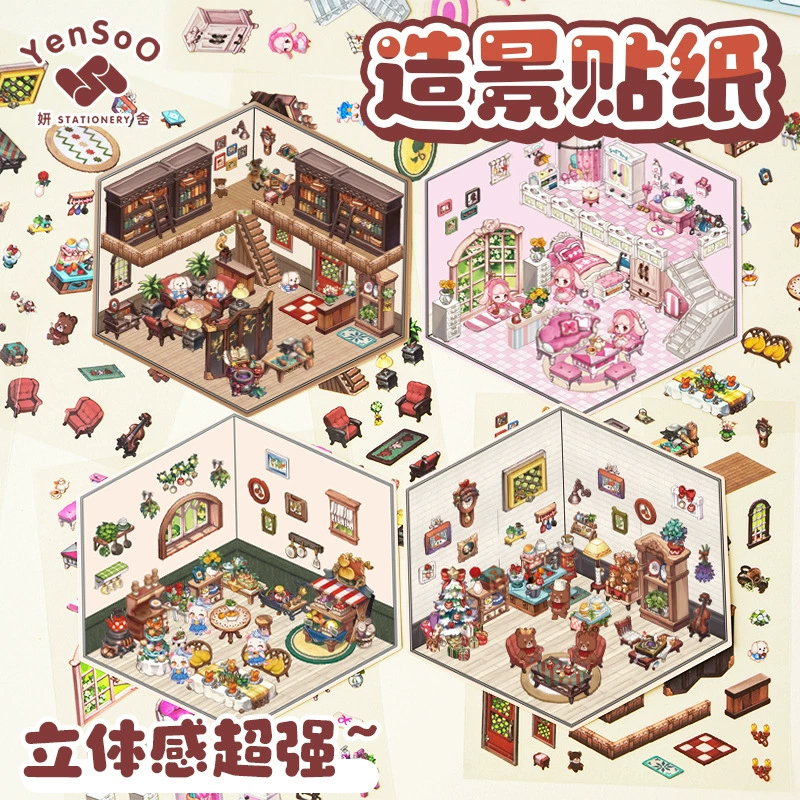 Small sticker, three dimensional hut, 3D, scheduler