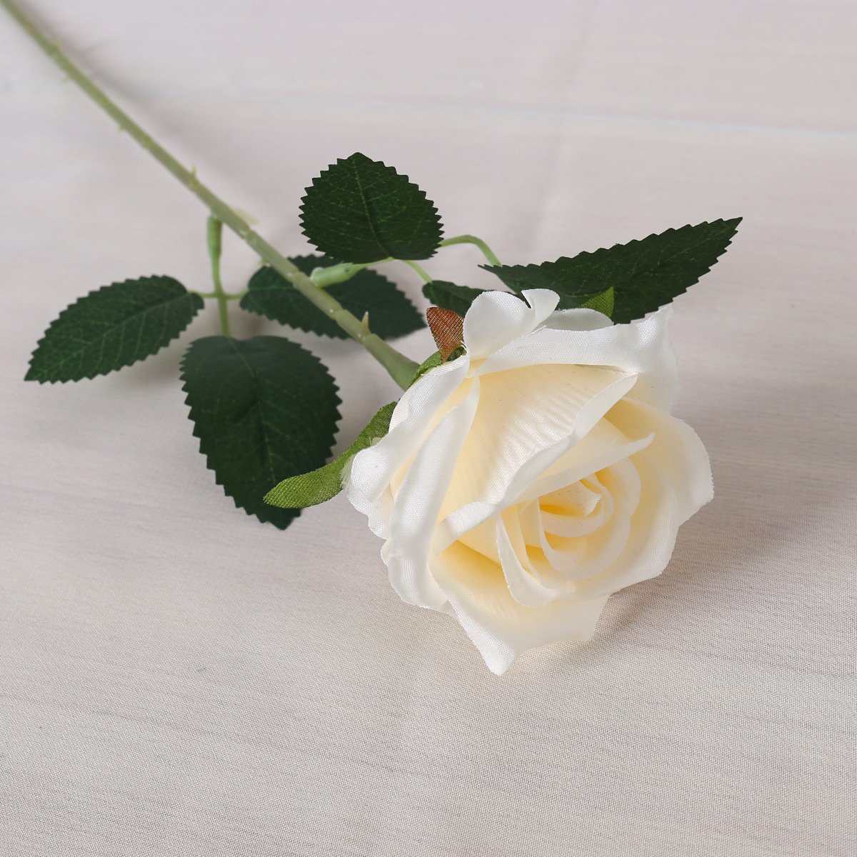 Una sola rosa de color champán (tela de seda)