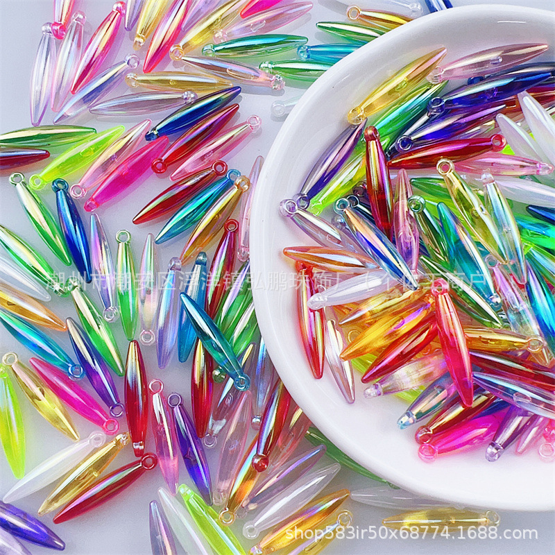 5*25mm水滴双尖吊针AB幻彩串珠苗族傣族民族服装头饰配件花边吊坠