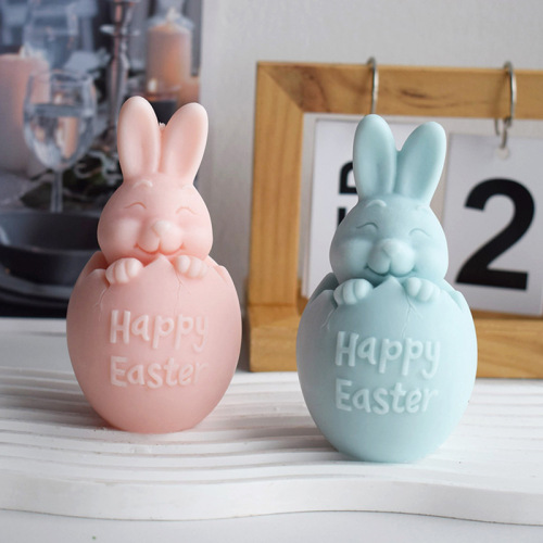 Easter Bunny Scented Candle Silicone Mold, Resin Rabbit Figurine, Eggshell Rabbit, and Handmade Soap Mold