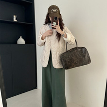 小众韩系短款棉服宽松小香风菱格轻薄棉衣外套2024冬季新款开衫