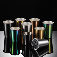 Iron 304 stainless steel pint cup cold drink cup titanium gold PVD beer mouth cup ins industrial style lid