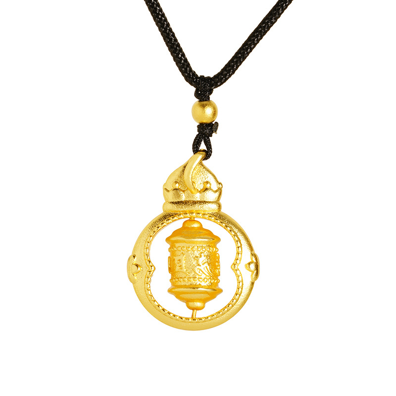 Vietnam oro de seis palabras mantra giratorio oración tubo COLLAR COLGANTE de las mujeres elegante retro de alto grado todo partido cadena de la clavícula