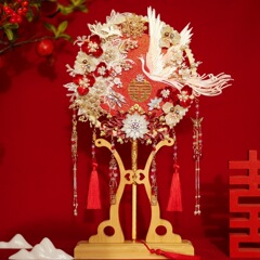 古风新娘团扇中式结婚喜扇婚礼出嫁秀禾服手捧花diy材料包成品扇
