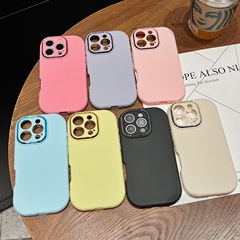 小胖妹纯色手机壳适用iphone苹果17精孔马卡龙保护套肤感防摔全包