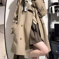垂感学院风大衣春秋冬季新款大码胖妹妹感英伦休闲风衣外套女
