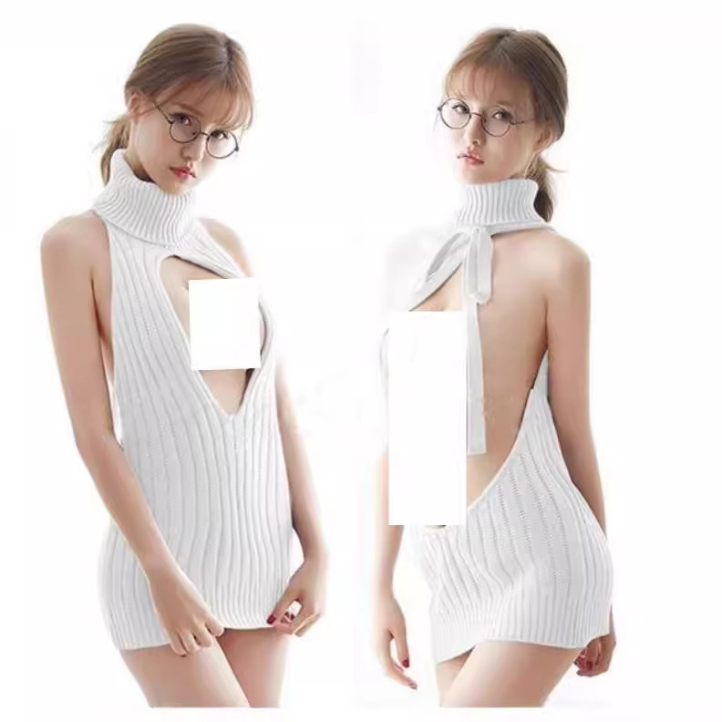2026 Artículo superventas de AliExpress: Top de punto sin mangas con cuello alto y espalda descubierta, estilo europeo y americano, sexy, para mujer