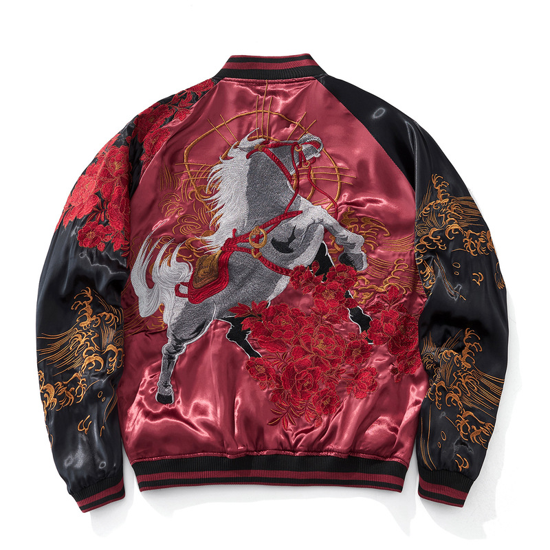 Heavyweight Embroidered Jacket Baseball Uniform Satin Yokosuka Trendy Brand Heavyweight Embroidered Jacket Baseball Uniform Satin Yokosuka Trendy Brand