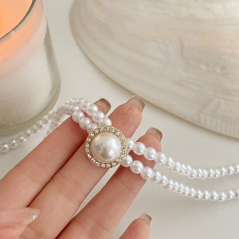 Simple Style Solid Color Imitation Pearl Alloy Women's Rings Earrings Necklace display picture 2