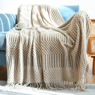 Nordic Sofa Throw Blanket, Hotel Air Conditioning Blanket, Solid Color Knitted Blanket, Guesthouse Bed End Decorative Blanket, Versatile Bedspread