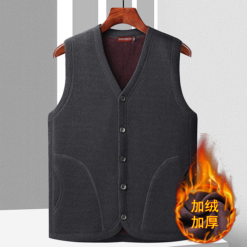 chaleco hombre de mediana edad invierno más veludo espeso veludo hombre de algodón hombro chaleco cálido de cordero padre