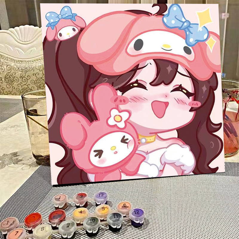 デジタル油絵diyの塗り絵の子供は漫画のアニメを埋めて色を塗ります。|undefined