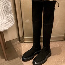 高级感牛皮版~葡萄妈同款显瘦包腿过膝厚底高长筒弹力靴子女秋冬