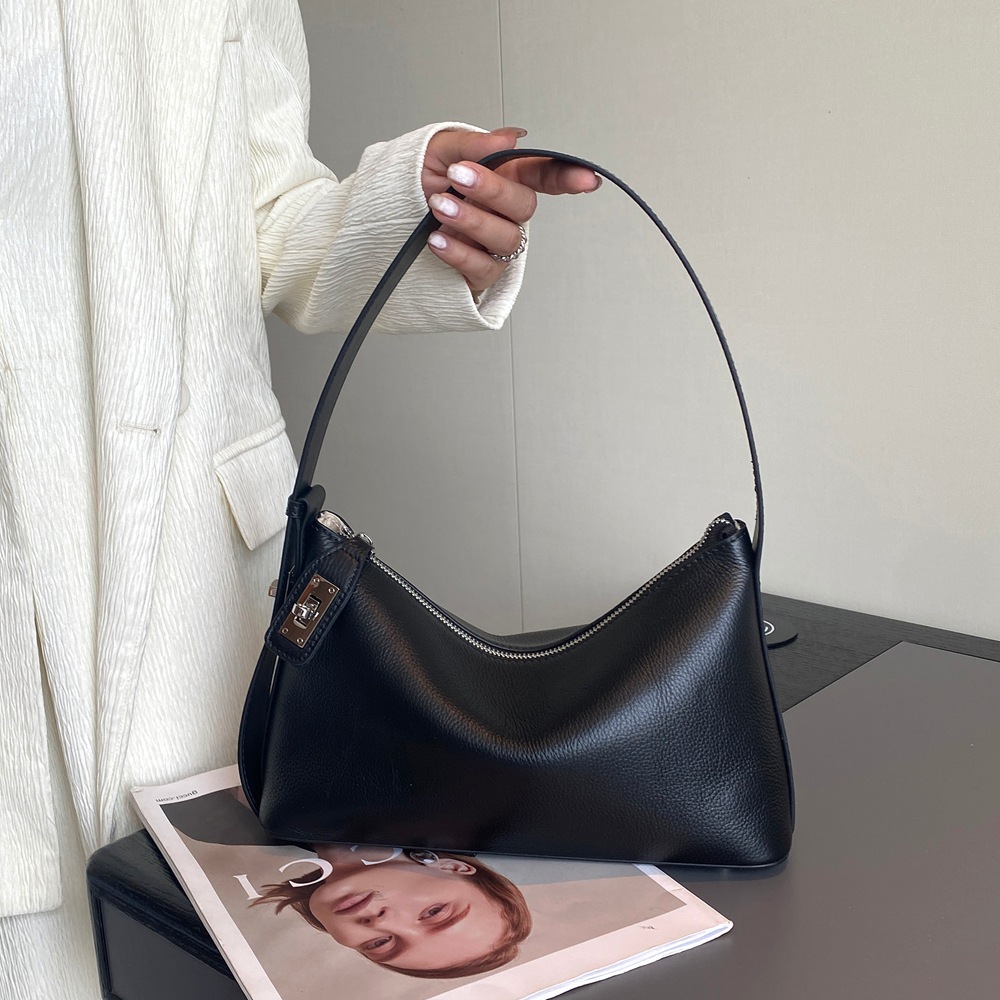 PASTE French-Style Genuine Leather Underarm Shoulder Bag for Women, Small Pillow Bag - Thumbnail 5